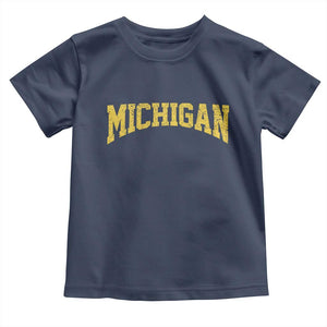 Michigan Fan Toddler T Shirt Yellow Bold Sport State Letters Game Day TS11 Navy Print Your Wear