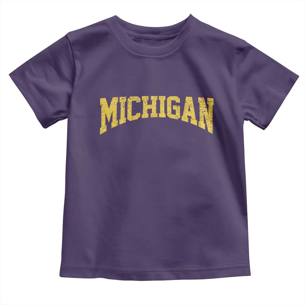 Michigan Fan Toddler T Shirt Yellow Bold Sport State Letters Game Day TS11 Purple Print Your Wear