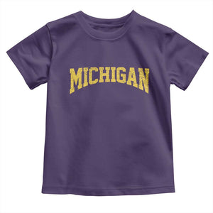 Michigan Fan Toddler T Shirt Yellow Bold Sport State Letters Game Day TS11 Purple Print Your Wear