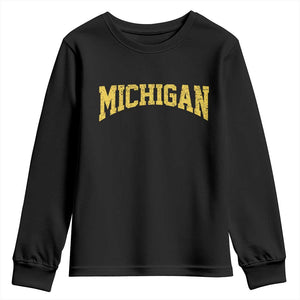 Michigan Fan Youth Sweatshirt Yellow Bold Sport State Letters Game Day TS11 Black Print Your Wear