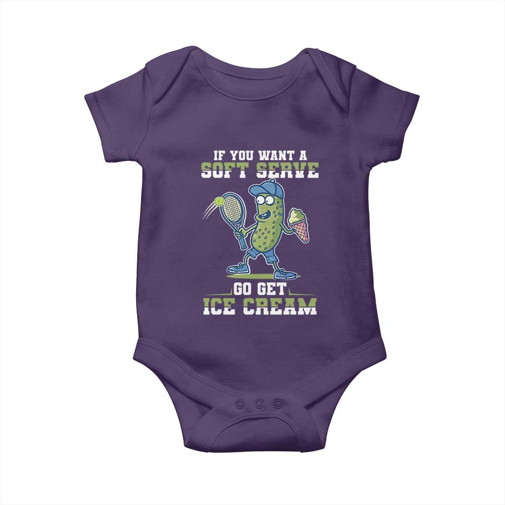 Funny Pickeball Baby Onesie If You Want A Soft Serve Go Get Ice Cream Paddle TS11 Purple Print Your Wear