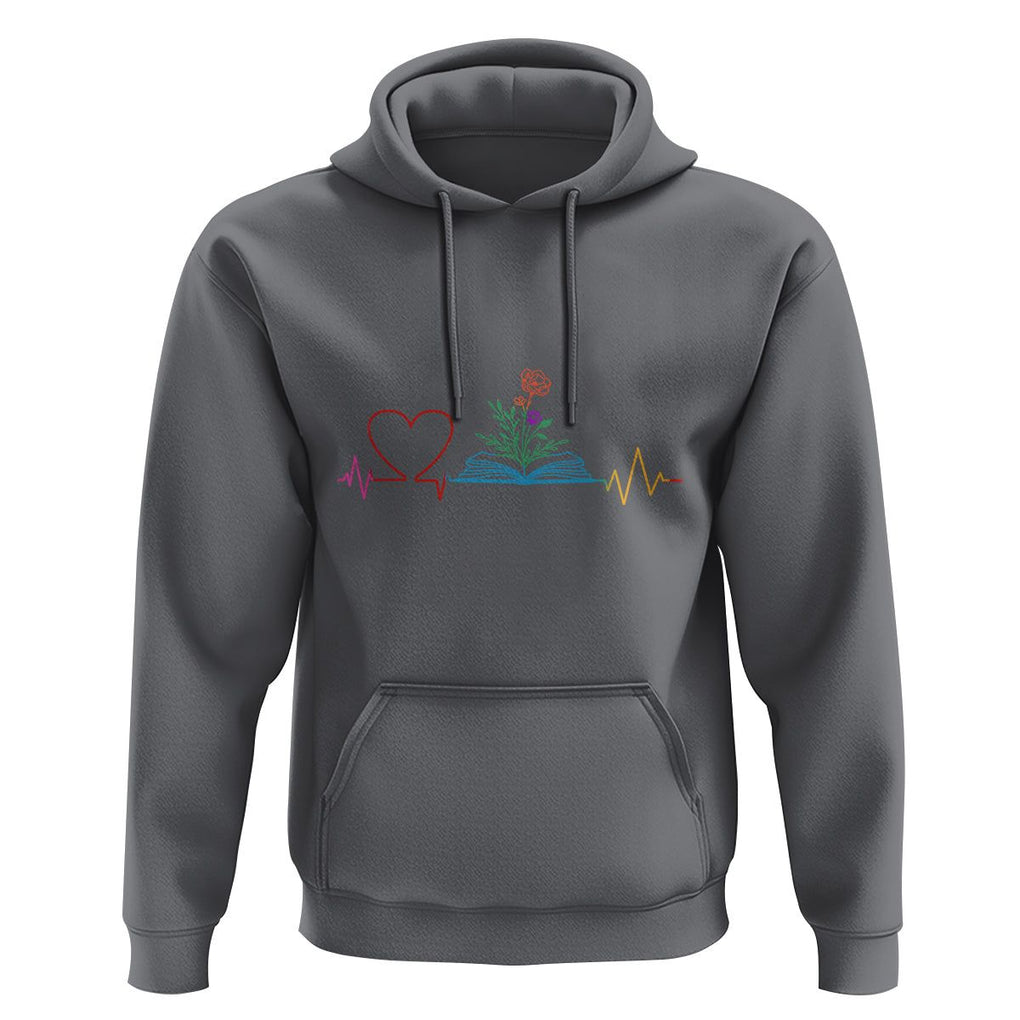 Floral Book Hoodie Literature Heart For Books Lover TS11 Charcoal Print Your Wear