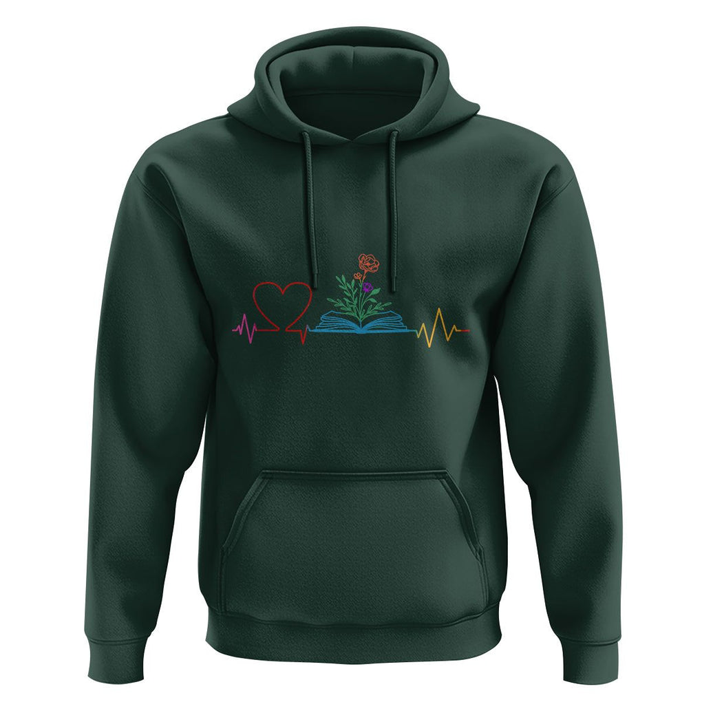 Floral Book Hoodie Literature Heart For Books Lover TS11 Dark Forest Green Print Your Wear