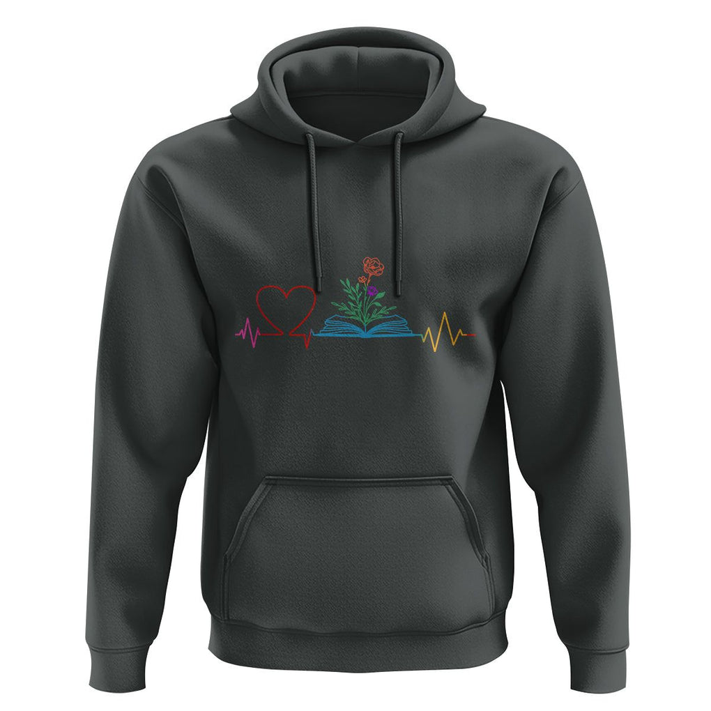 Floral Book Hoodie Literature Heart For Books Lover TS11 Dark Heather Print Your Wear
