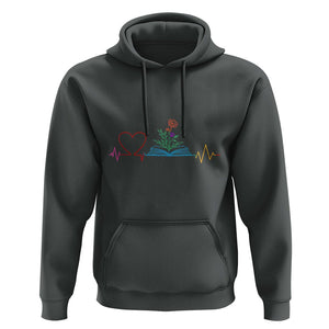 Floral Book Hoodie Literature Heart For Books Lover TS11 Dark Heather Print Your Wear