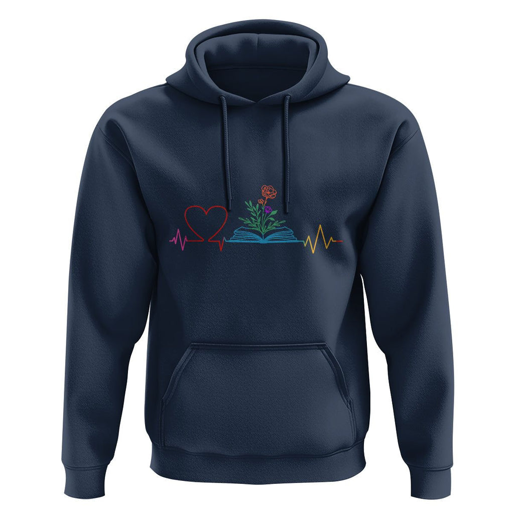Floral Book Hoodie Literature Heart For Books Lover TS11 Navy Print Your Wear