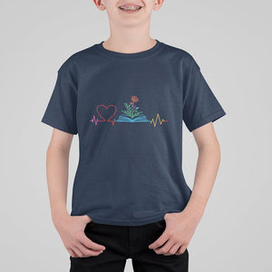 Floral Book T Shirt For Kid Literature Heart For Books Lover TS11 Navy Print Your Wear