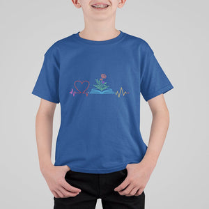 Floral Book T Shirt For Kid Literature Heart For Books Lover TS11 Royal Blue Print Your Wear