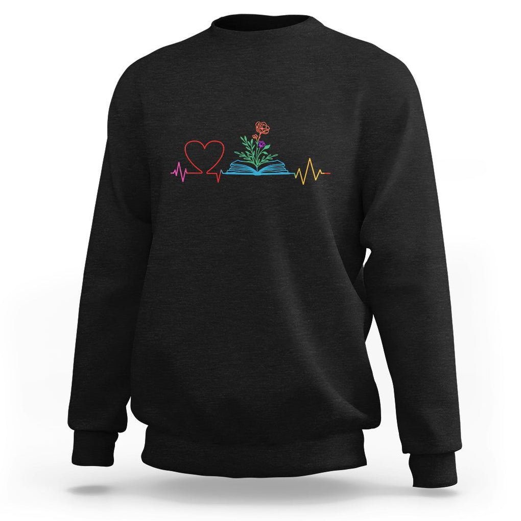 Floral Book Sweatshirt Literature Heart For Books Lover TS11 Black Print Your Wear