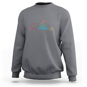 Floral Book Sweatshirt Literature Heart For Books Lover TS11 Charcoal Print Your Wear