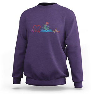 Floral Book Sweatshirt Literature Heart For Books Lover TS11 Purple Print Your Wear