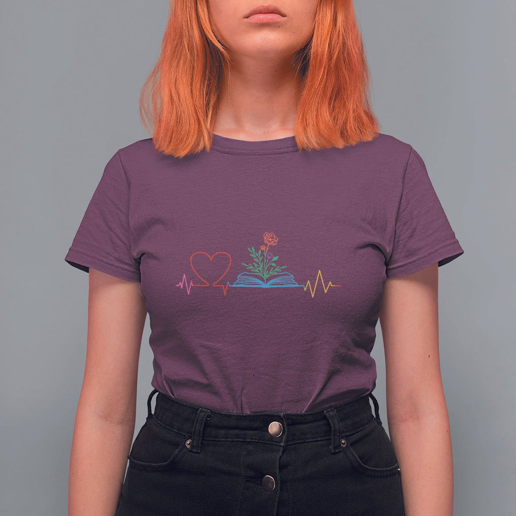 Floral Book T Shirt For Women Literature Heart For Books Lover TS11 Maroon Print Your Wear