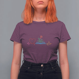 Floral Book T Shirt For Women Literature Heart For Books Lover TS11 Maroon Print Your Wear