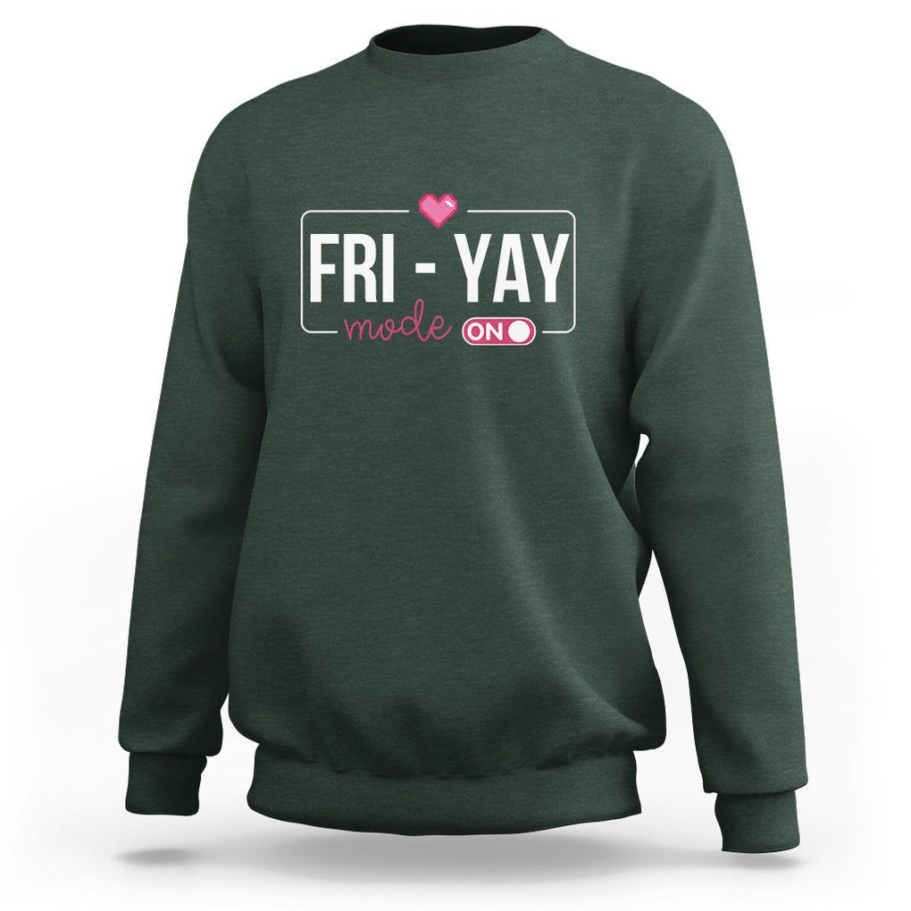 Friday Lovers Sweatshirt Funny Happy Fri Yay TS11 Dark Forest Green Print Your Wear