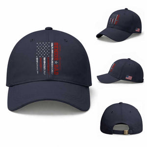 Senior Dad Baseball Cap Graduate Proud Dad Class of 2025 Vintage American Flag TS11 Baseball Cap Universal Fit Navy Print Your Wear