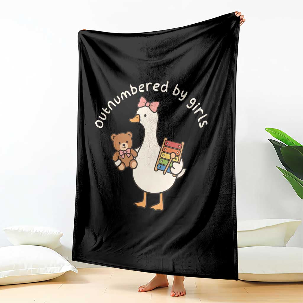 Outnumbered By Girls Throw Blanket Funny Girl Dad Goose TS11 Print Your Wear