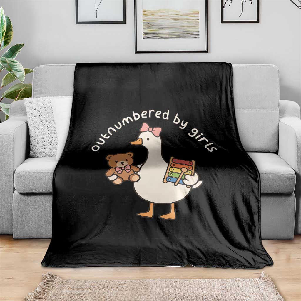 Outnumbered By Girls Throw Blanket Funny Girl Dad Goose TS11 Print Your Wear