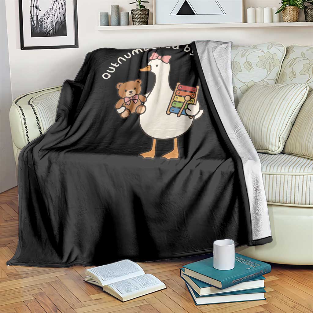 Outnumbered By Girls Throw Blanket Funny Girl Dad Goose TS11 Print Your Wear