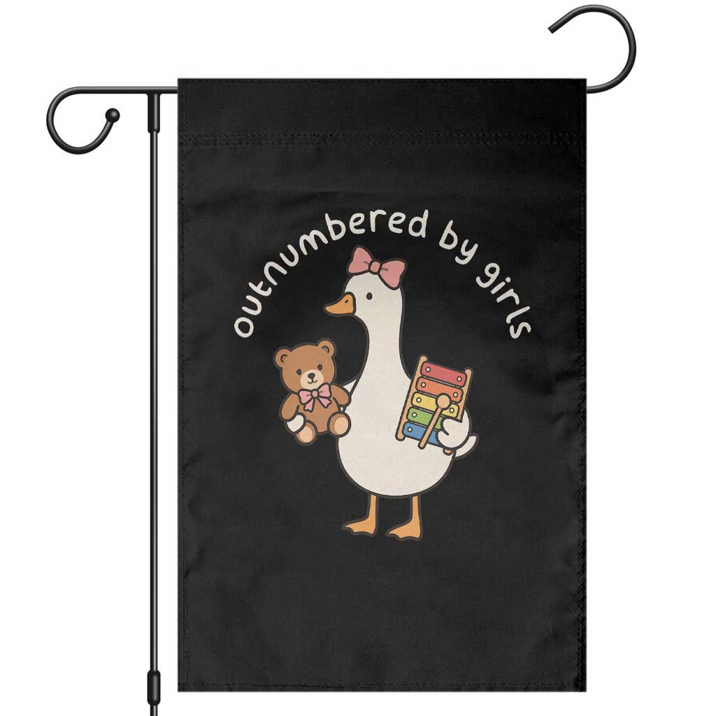 Outnumbered By Girls Garden Flag Funny Girl Dad Goose TS11 Black Print Your Wear