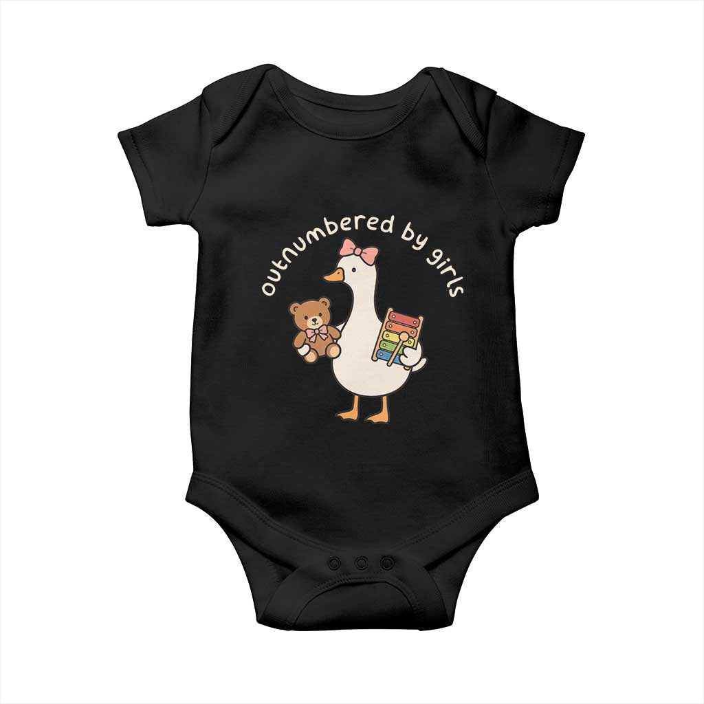 Outnumbered By Girls Baby Onesie Funny Girl Dad Goose TS11 Black Print Your Wear