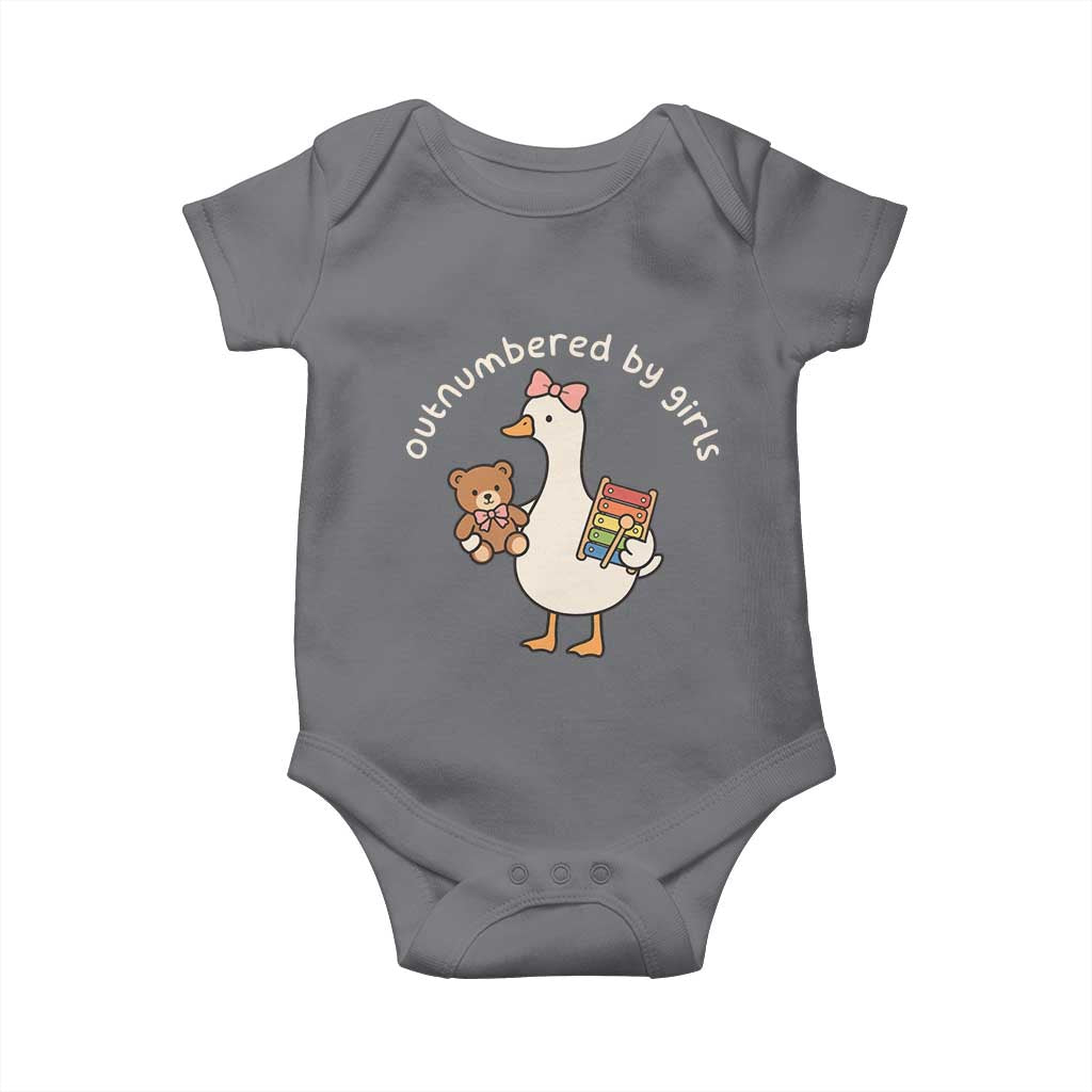 Outnumbered By Girls Baby Onesie Funny Girl Dad Goose TS11 Charcoal Print Your Wear