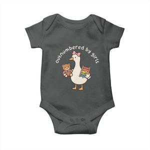 Outnumbered By Girls Baby Onesie Funny Girl Dad Goose TS11 Dark Heather Print Your Wear