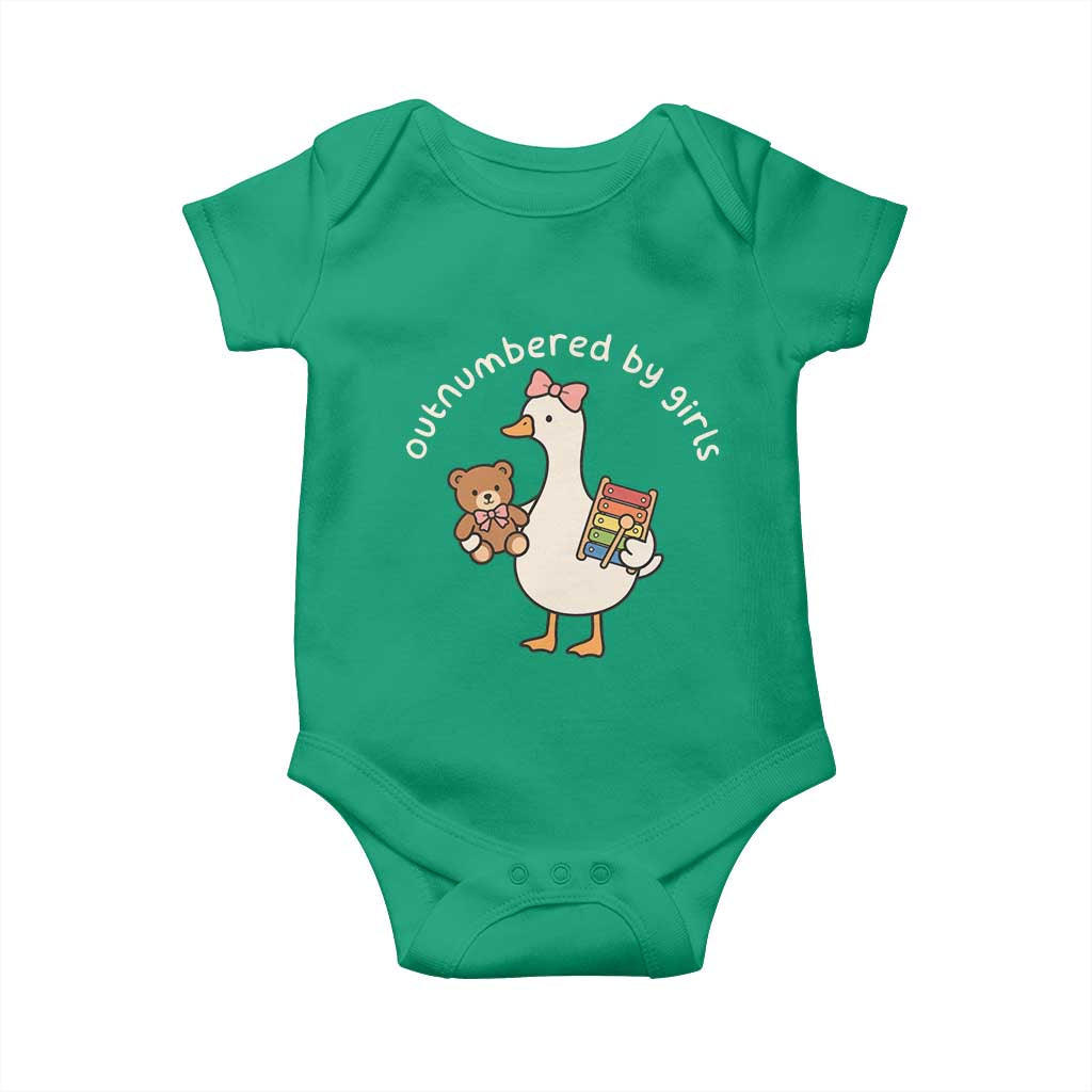 Outnumbered By Girls Baby Onesie Funny Girl Dad Goose TS11 Irish Green Print Your Wear