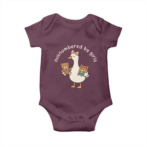 Outnumbered By Girls Baby Onesie Funny Girl Dad Goose TS11 Maroon Print Your Wear