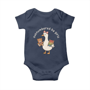 Outnumbered By Girls Baby Onesie Funny Girl Dad Goose TS11 Navy Print Your Wear