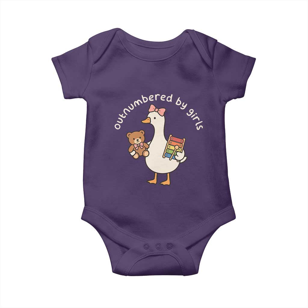 Outnumbered By Girls Baby Onesie Funny Girl Dad Goose TS11 Purple Print Your Wear