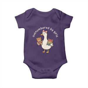Outnumbered By Girls Baby Onesie Funny Girl Dad Goose TS11 Purple Print Your Wear