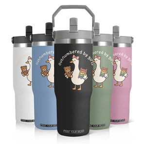 Outnumbered By Girls Flip Straw Tumbler Funny Girl Dad Goose TS11 Print Your Wear