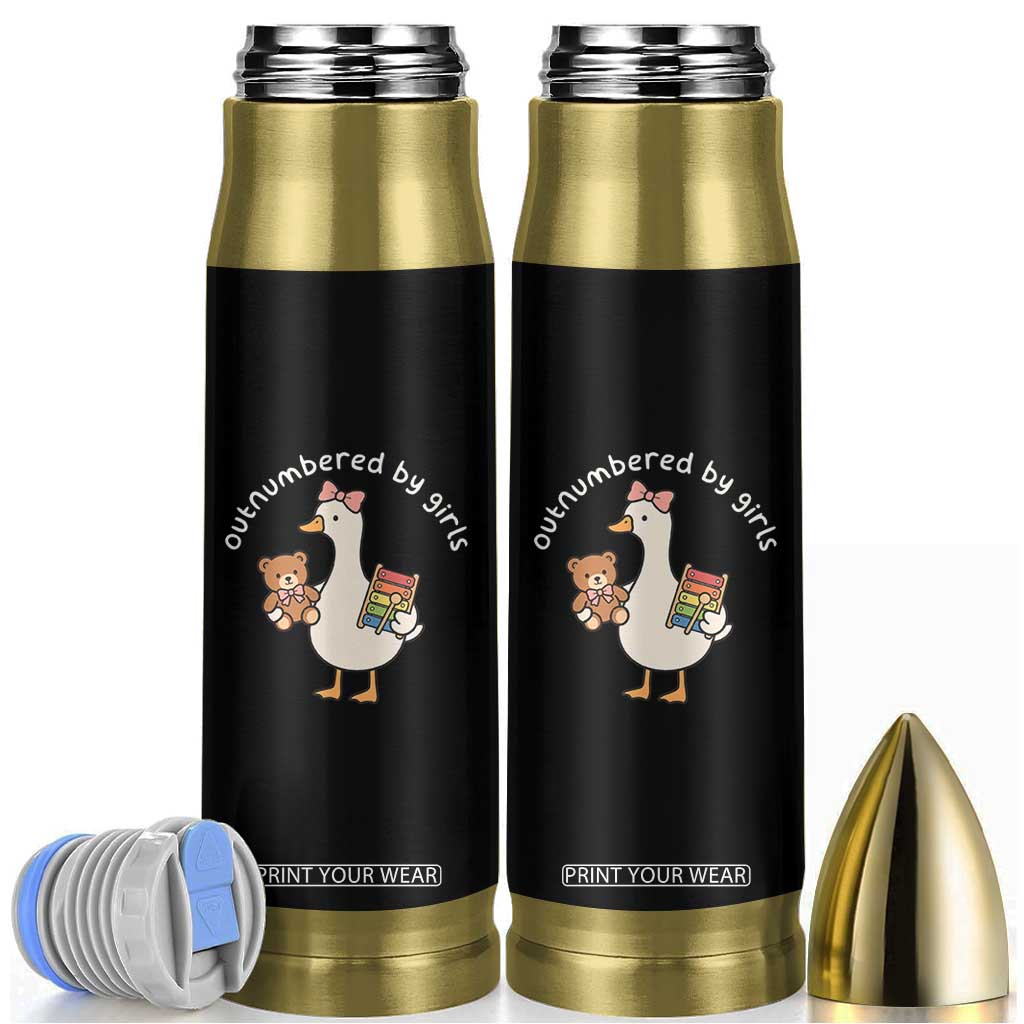 Outnumbered By Girls Bullet Tumbler Funny Girl Dad Goose TS11 Black Print Your Wear