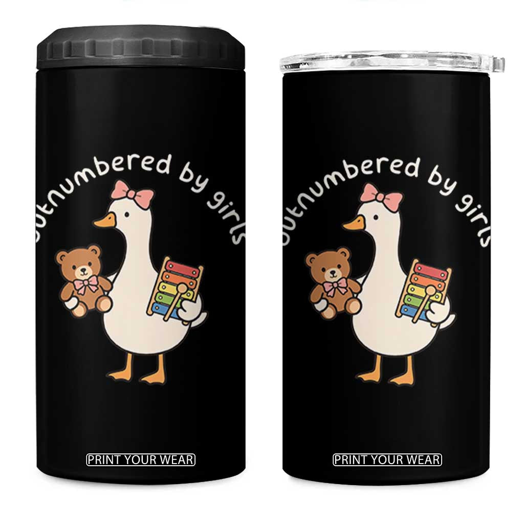 Outnumbered By Girls 4 in 1 Can Cooler Tumbler Funny Girl Dad Goose TS11 One Size: 16 oz Black Print Your Wear