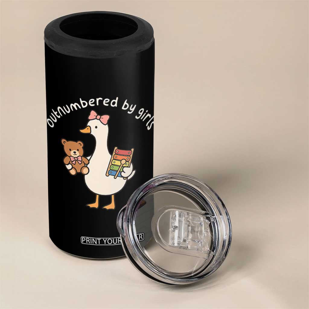 Outnumbered By Girls 4 in 1 Can Cooler Tumbler Funny Girl Dad Goose TS11 Print Your Wear