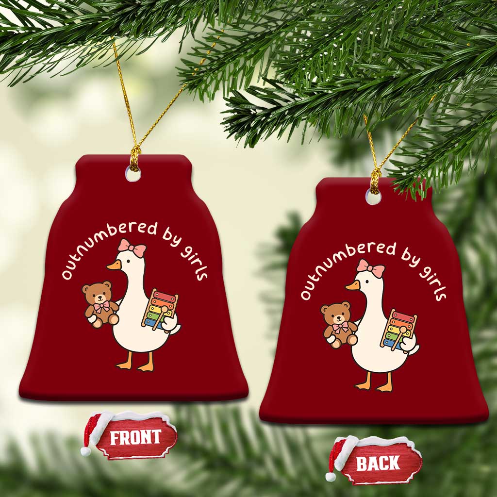 Outnumbered By Girls Ceramic Ornament Funny Girl Dad Goose TS11 Print Your Wear