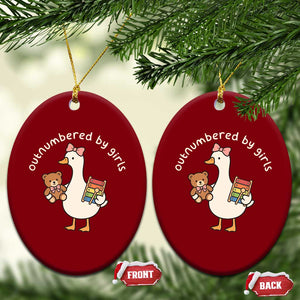 Outnumbered By Girls Ceramic Ornament Funny Girl Dad Goose TS11 Print Your Wear
