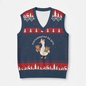 Outnumbered By Girls V-Neck Knit Sweater Vest Funny Girl Dad Goose TS11 Navy Red Print Your Wear