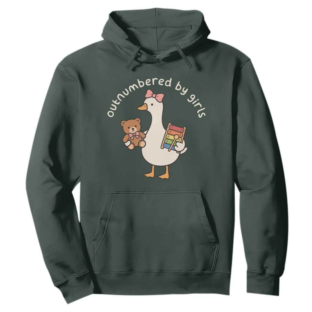 Outnumbered By Girls Hoodie Funny Girl Dad Goose TS11 Dark Forest Green Print Your Wear