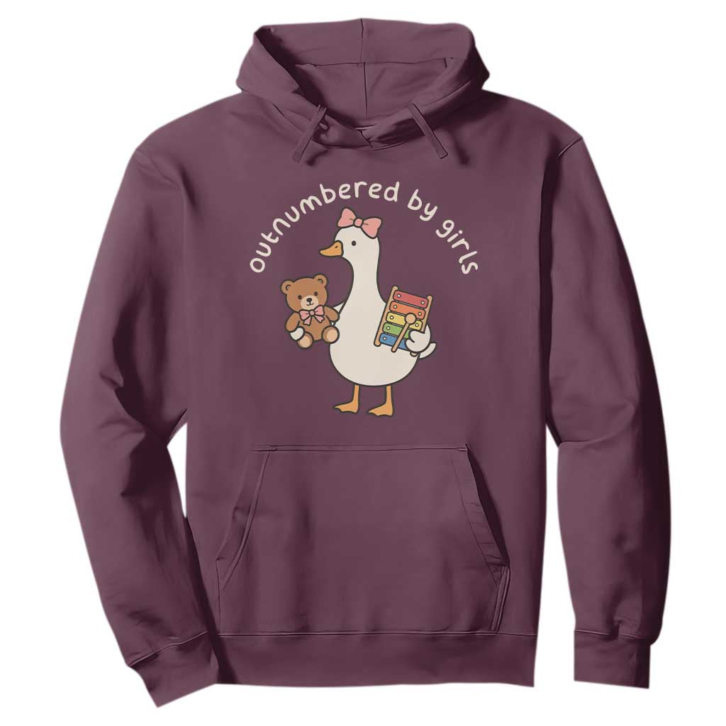 Outnumbered By Girls Hoodie Funny Girl Dad Goose TS11 Maroon Print Your Wear