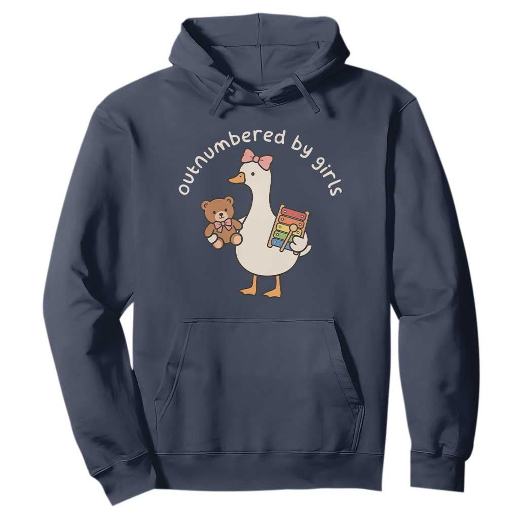 Outnumbered By Girls Hoodie Funny Girl Dad Goose TS11 Navy Print Your Wear