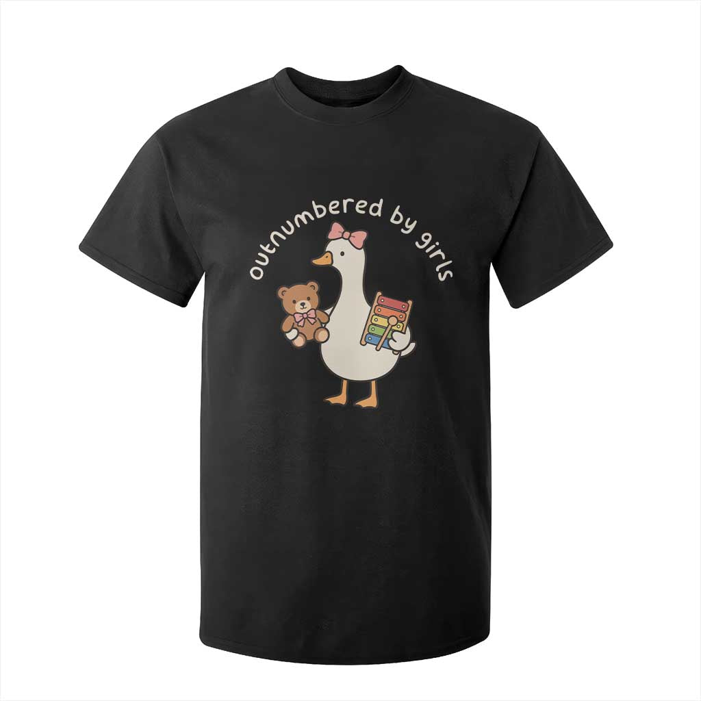 Outnumbered By Girls T Shirt For Kid Funny Girl Dad Goose TS11 Black Print Your Wear
