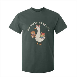 Outnumbered By Girls T Shirt For Kid Funny Girl Dad Goose TS11 Dark Forest Green Print Your Wear