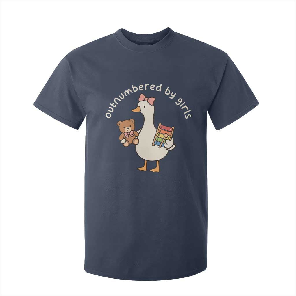 Outnumbered By Girls T Shirt For Kid Funny Girl Dad Goose TS11 Navy Print Your Wear
