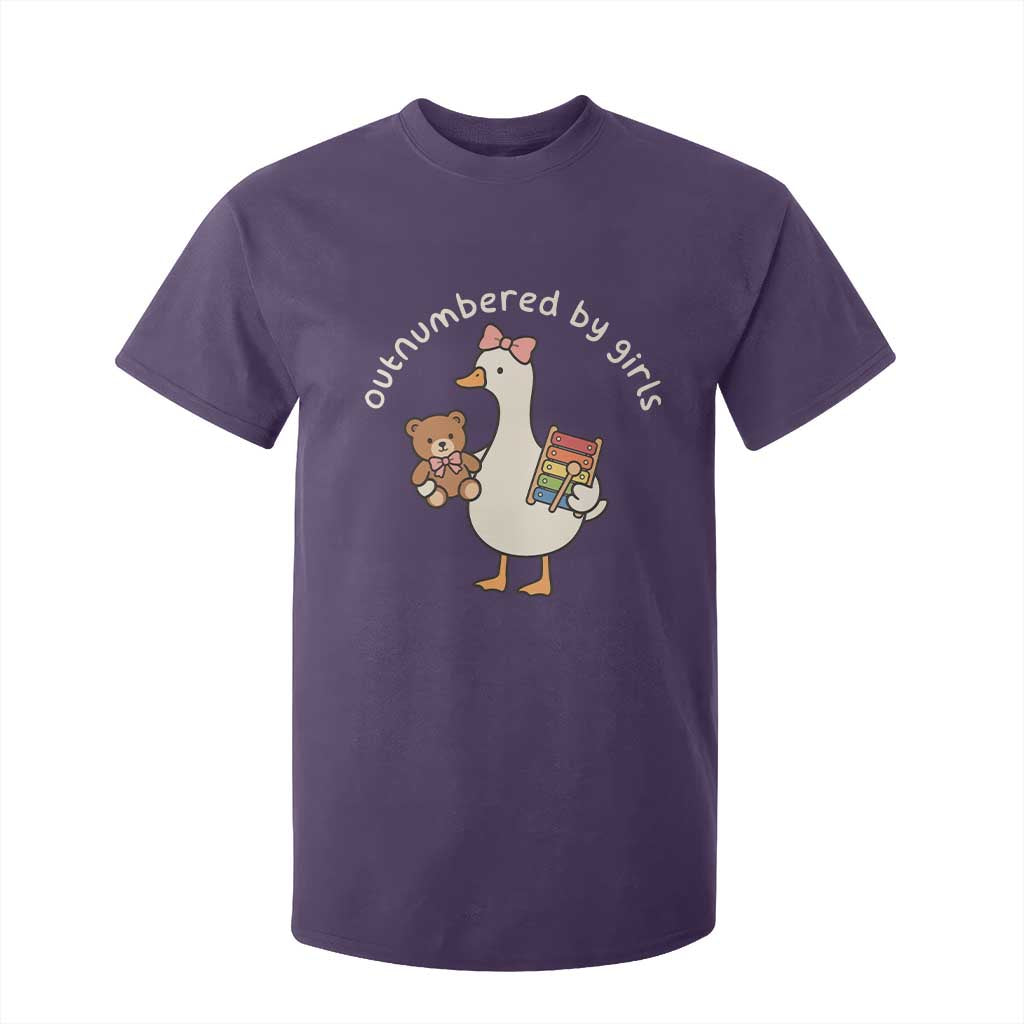 Outnumbered By Girls T Shirt For Kid Funny Girl Dad Goose TS11 Purple Print Your Wear
