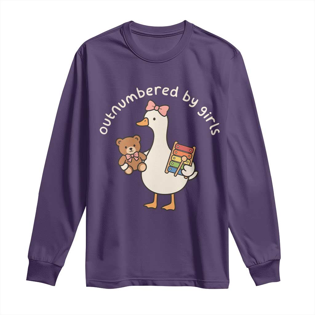 Outnumbered By Girls Long Sleeve Shirt Funny Girl Dad Goose TS11 Purple Print Your Wear