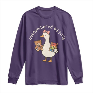Outnumbered By Girls Long Sleeve Shirt Funny Girl Dad Goose TS11 Purple Print Your Wear