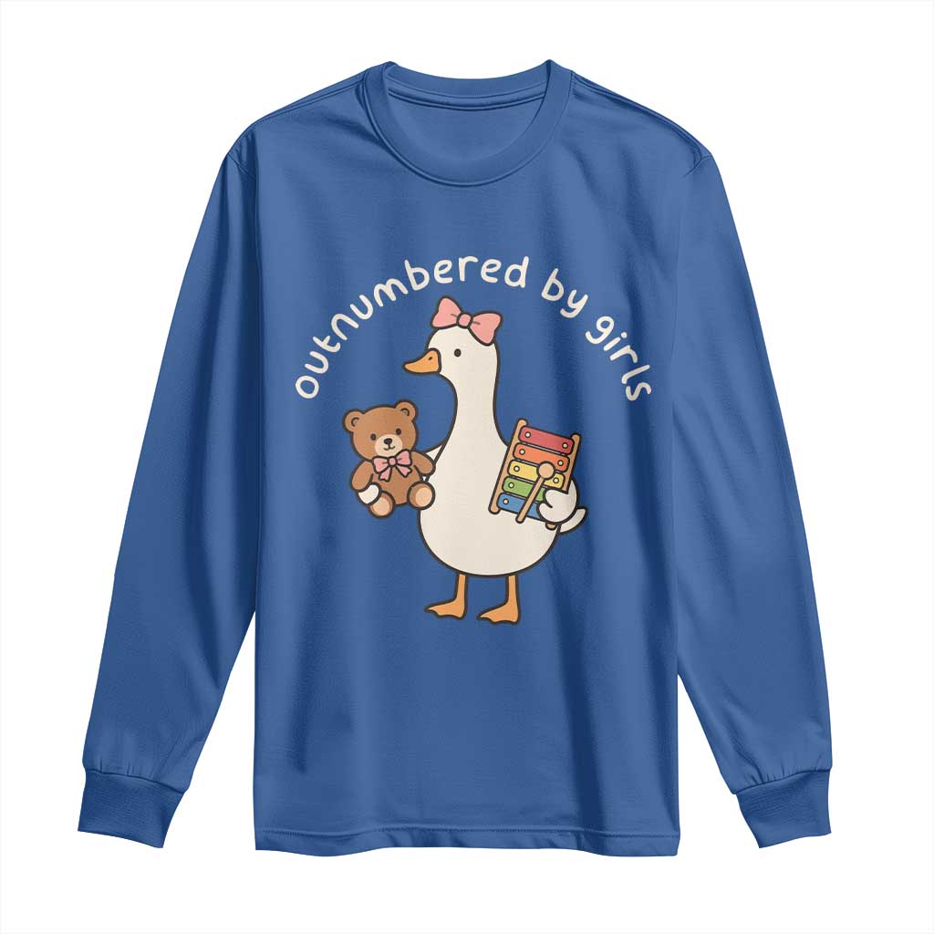 Outnumbered By Girls Long Sleeve Shirt Funny Girl Dad Goose TS11 Royal Blue Print Your Wear