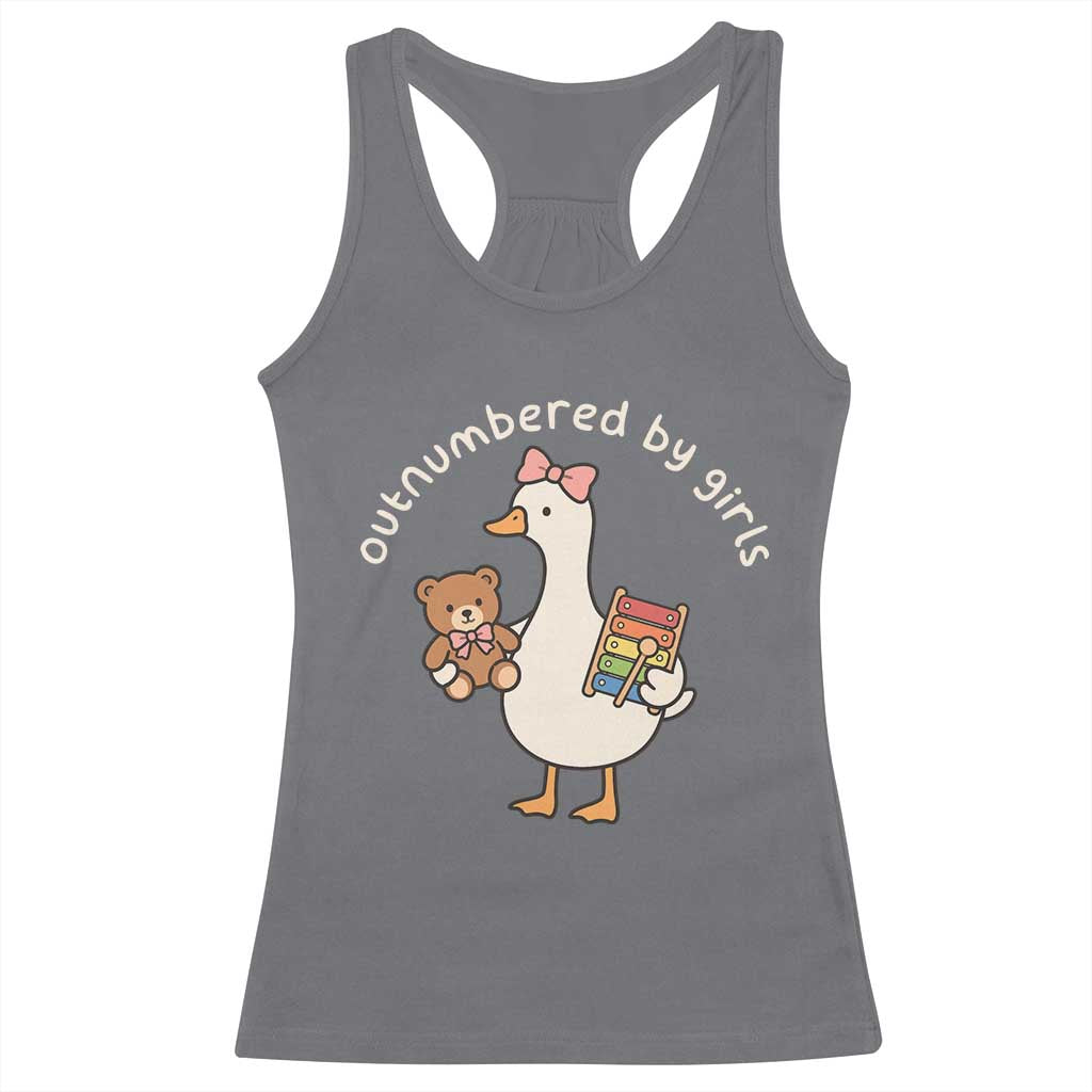 Outnumbered By Girls Racerback Tank Top Funny Girl Dad Goose TS11 Charcoal Print Your Wear