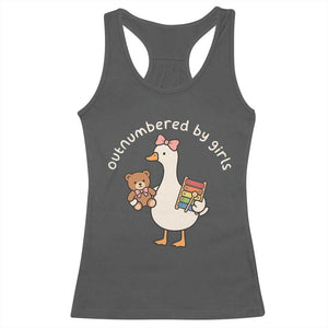 Outnumbered By Girls Racerback Tank Top Funny Girl Dad Goose TS11 Dark Heather Print Your Wear